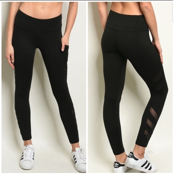 Juna Blue Pants - Black Mesh Leggings